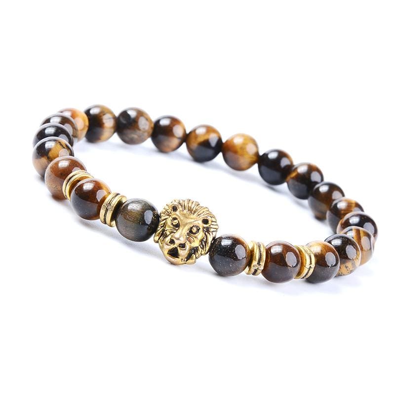 Bracelet Homme Oeil de Tigre Tête de Lion en Perle - Mon Bracelet Homme