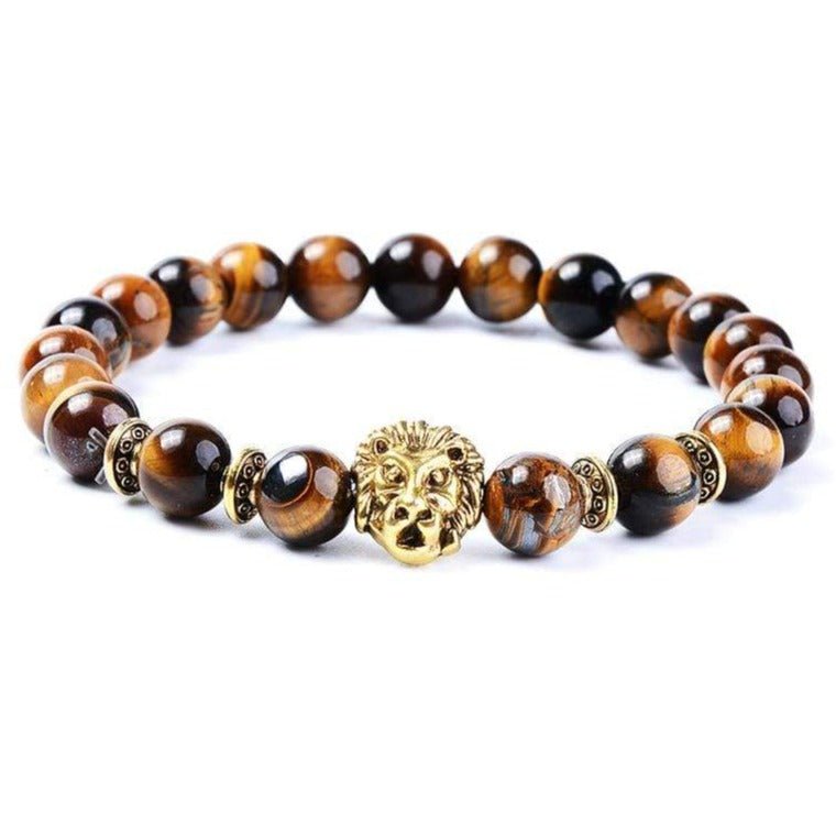 Bracelet Homme Oeil de Tigre Tête de Lion en Perle - Mon Bracelet Homme