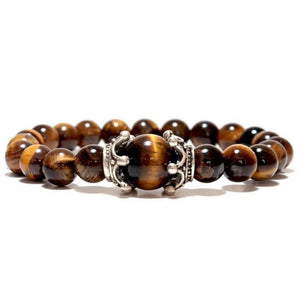 Bracelet Homme Oeil de Tigre Vintage Double Couronne en Perle - Mon Bracelet Homme