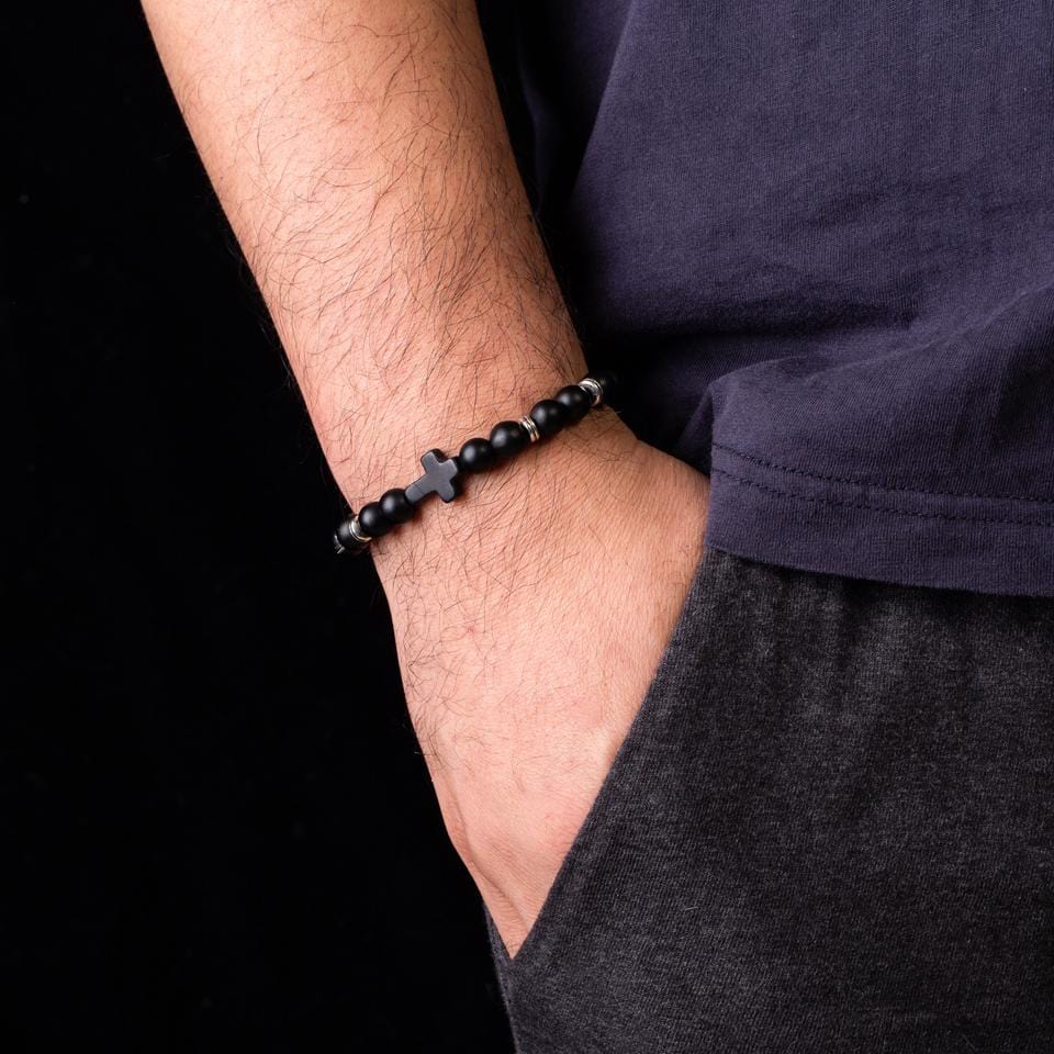 Bracelet Homme Perle et Croix - Mon Bracelet Homme