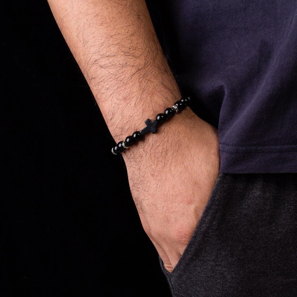Bracelet Homme Perle et Croix - Mon Bracelet Homme