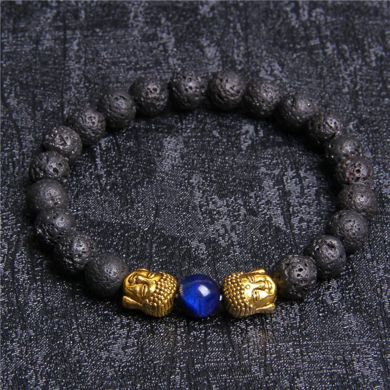 Bracelet Homme Pierre de Lave Bouddhiste en Perle - Mon Bracelet Homme