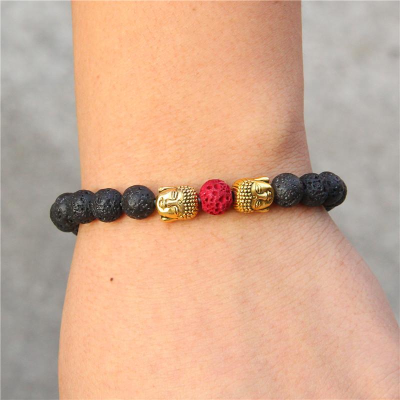 Bracelet Homme Pierre de Lave Bouddhiste en Perle - Mon Bracelet Homme