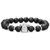 Bracelet Homme Pierre de Lave Bulldog Doré en Perle - Mon Bracelet Homme