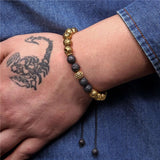 Bracelet Homme Pierre de Lave Cordon Ajustable en Perle - Mon Bracelet Homme