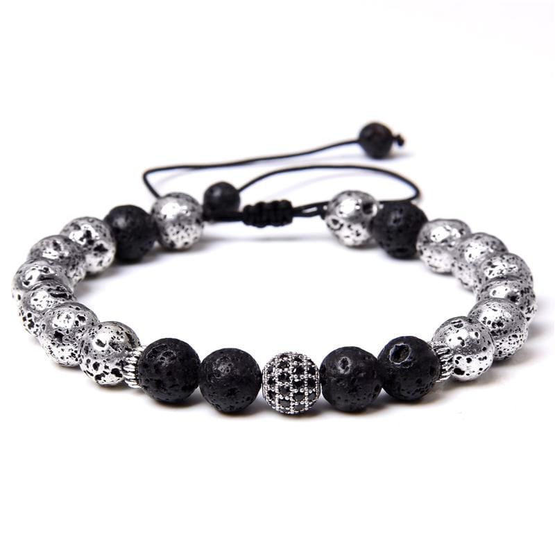 Bracelet Homme Pierre de Lave Cordon Ajustable en Perle - Mon Bracelet Homme