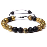 Bracelet Homme Pierre de Lave Cordon Ajustable en Perle - Mon Bracelet Homme