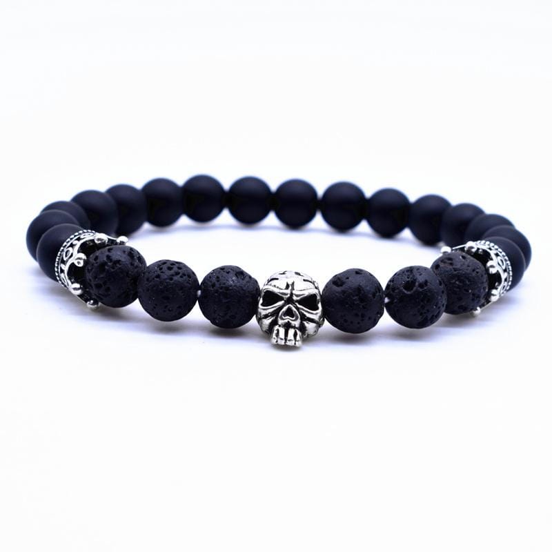 Bracelet Homme Pierre de Lave Crâne Humain en Perle - Mon Bracelet Homme