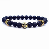Bracelet Homme Pierre de Lave Crâne Humain en Perle - Mon Bracelet Homme
