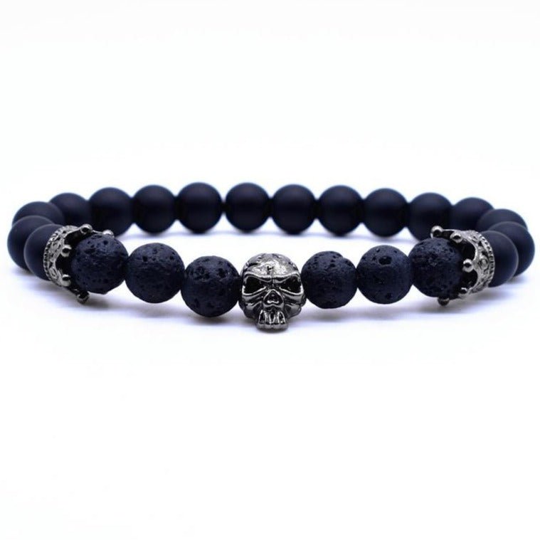Bracelet Homme Pierre de Lave Crâne Humain en Perle - Mon Bracelet Homme