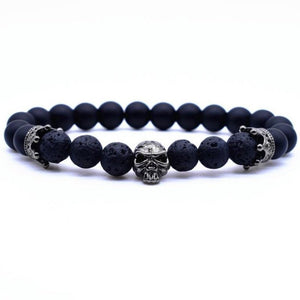 Bracelet Homme Pierre de Lave Crâne Humain en Perle - Mon Bracelet Homme
