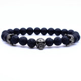Bracelet Homme Pierre de Lave Crâne Humain en Perle - Mon Bracelet Homme