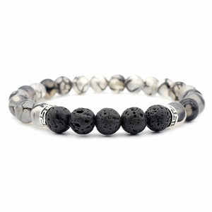 Bracelet Homme Pierre de Lave Extensible en Perle - Mon Bracelet Homme