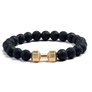 Bracelet Homme Pierre de Lave Haltère en Perle - Mon Bracelet Homme