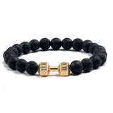 Bracelet Homme Pierre de Lave Haltère en Perle - Mon Bracelet Homme