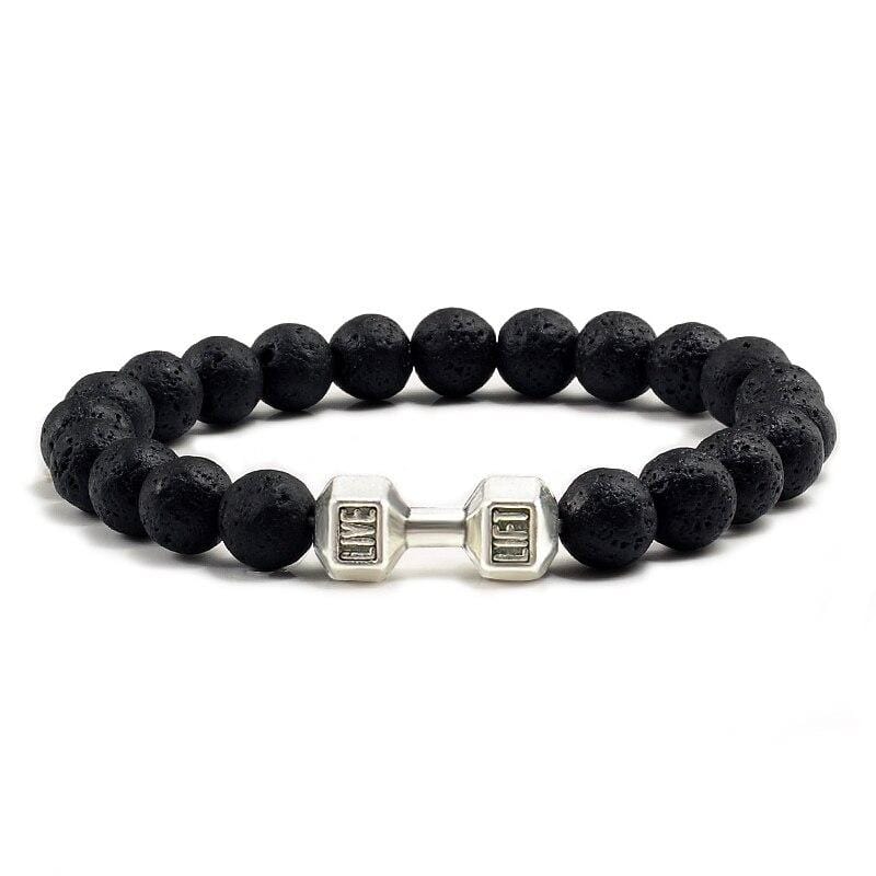 Bracelet Homme Pierre de Lave Haltère en Perle - Mon Bracelet Homme