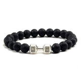 Bracelet Homme Pierre de Lave Haltère en Perle - Mon Bracelet Homme