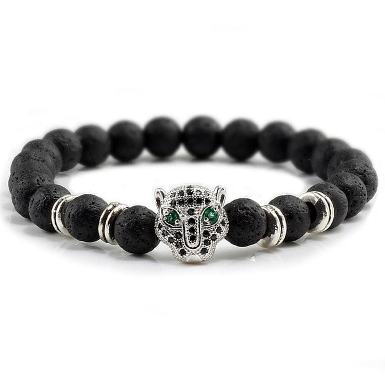Bracelet Homme Pierre de Lave Léopard en Perle - Mon Bracelet Homme