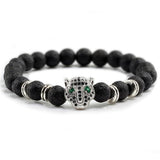 Bracelet Homme Pierre de Lave Léopard en Perle