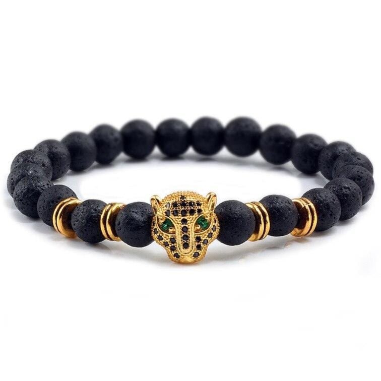 Bracelet Homme Pierre de Lave Léopard en Perle - Mon Bracelet Homme