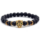 Bracelet Homme Pierre de Lave Léopard en Perle - Mon Bracelet Homme
