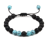 Bracelet Homme Pierre de Lave Noir et Bleu en Perle