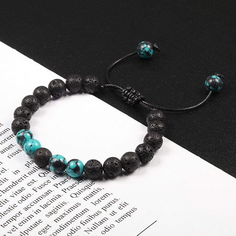 Bracelet Homme Pierre de Lave Noir et Bleu en Perle - Mon Bracelet Homme