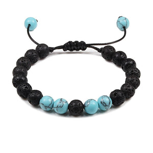 Bracelet Homme Pierre de Lave Noir et Bleu en Perle - Mon Bracelet Homme