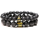 Bracelet Homme Pierre de Lave Om Mani Padme Hum en Perle