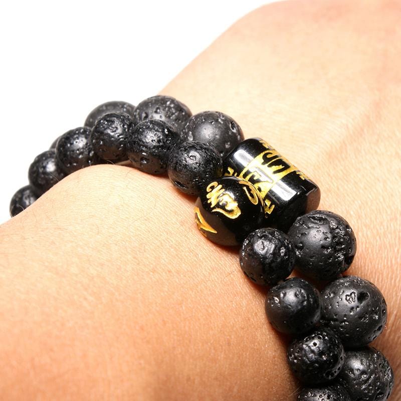 Bracelet Homme Pierre de Lave Om Mani Padme Hum en Perle - Mon Bracelet Homme