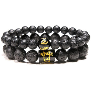 Bracelet Homme Pierre de Lave Om Mani Padme Hum en Perle - Mon Bracelet Homme