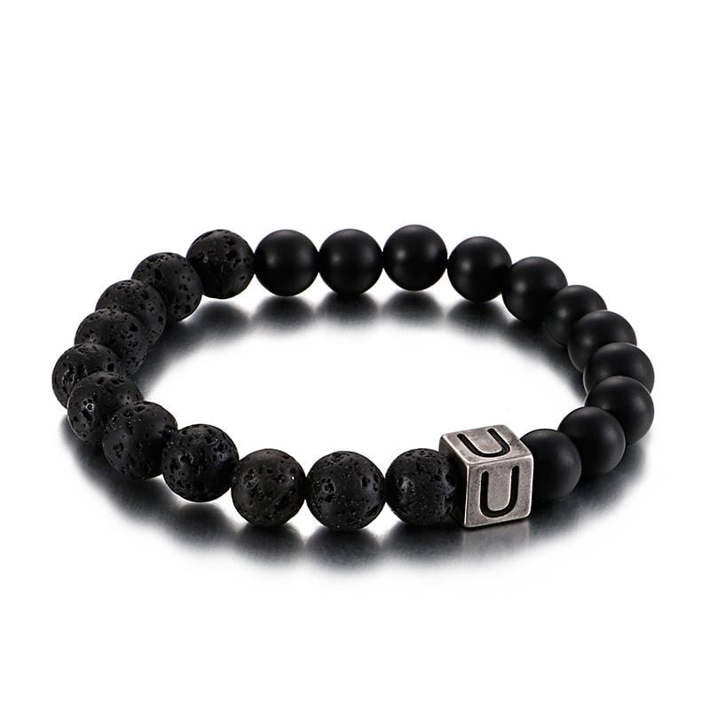 Bracelet Homme Pierre de Lave Personnalisé en Perle - Mon Bracelet Homme