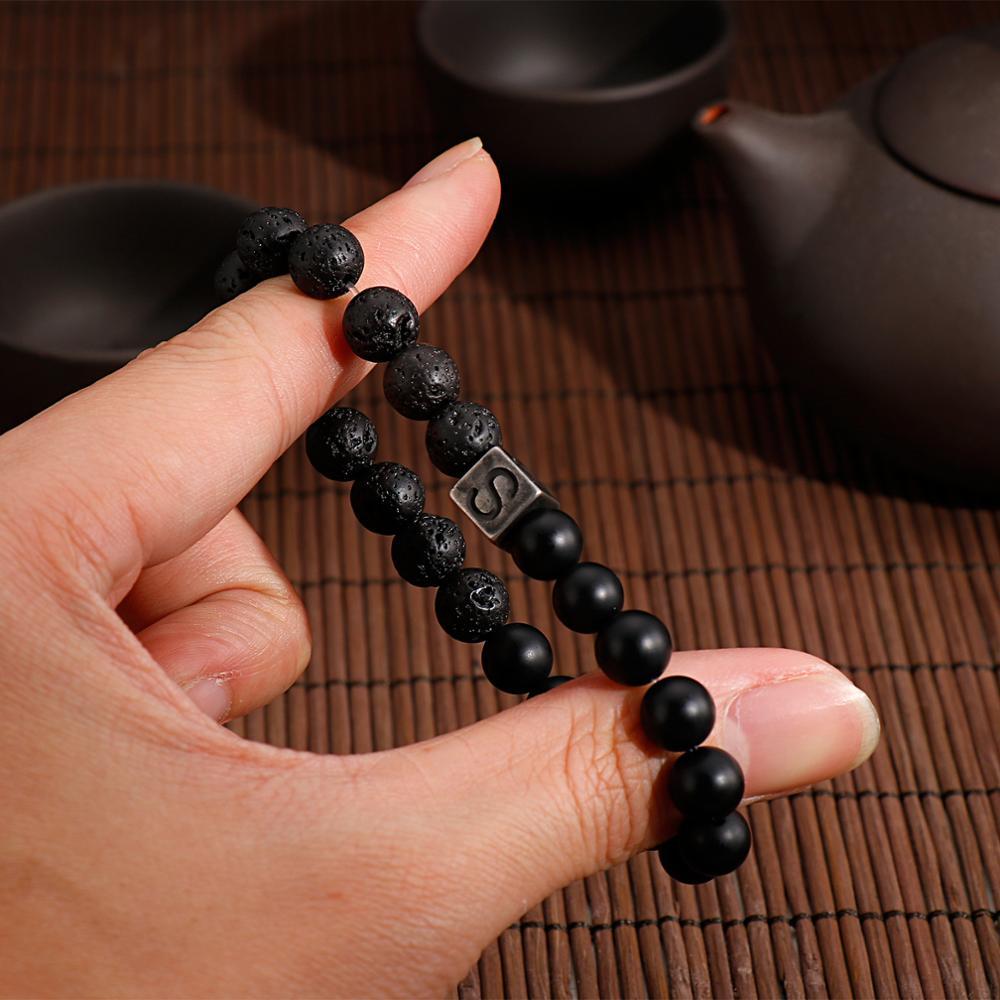 Bracelet Homme Pierre de Lave Personnalisé en Perle - Mon Bracelet Homme