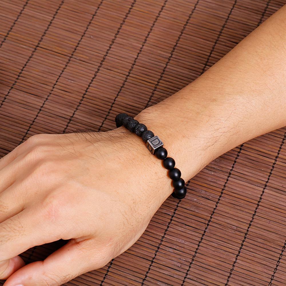 Bracelet Homme Pierre de Lave Personnalisé en Perle - Mon Bracelet Homme