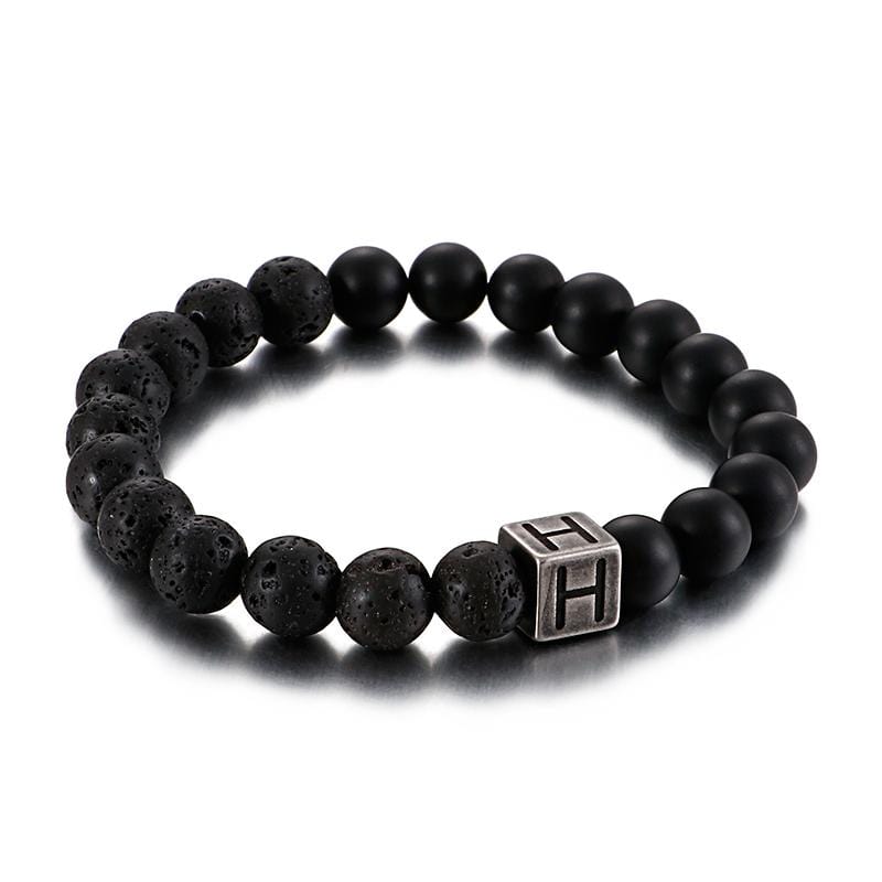 Bracelet Homme Pierre de Lave Personnalisé en Perle - Mon Bracelet Homme