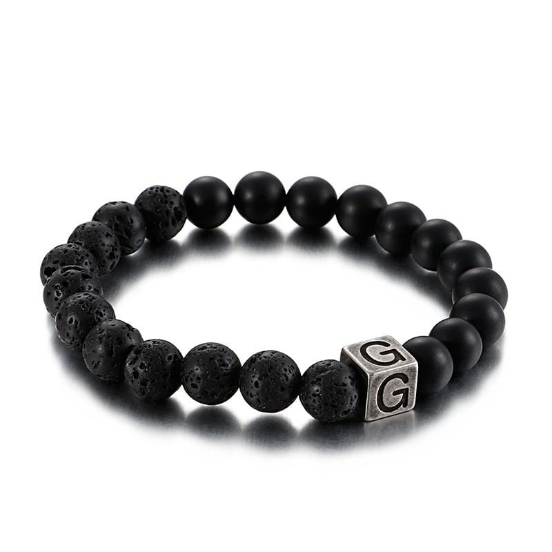 Bracelet Homme Pierre de Lave Personnalisé en Perle - Mon Bracelet Homme