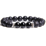 Bracelet Homme Pierre de Lave Réglable en Perle
