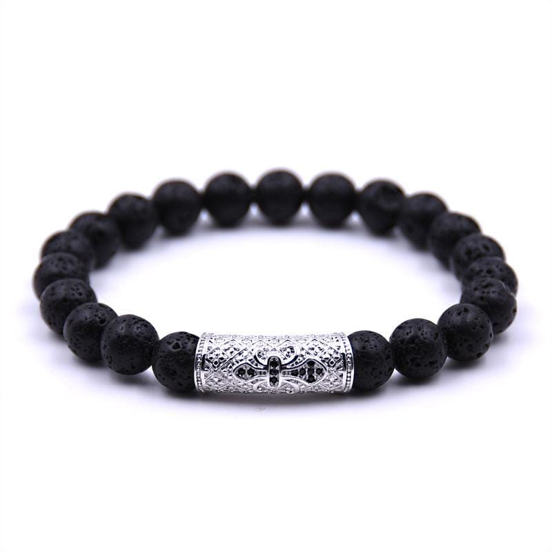 Bracelet Homme Pierre de Lave Roche Volcanique en Perle - Mon Bracelet Homme