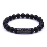 Bracelet Homme Pierre de Lave Roche Volcanique en Perle