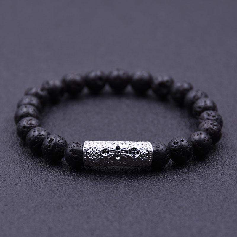 Bracelet Homme Pierre de Lave Roche Volcanique en Perle - Mon Bracelet Homme