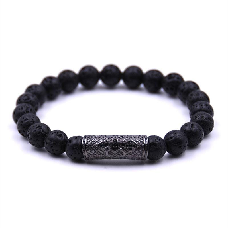 Bracelet Homme Pierre de Lave Roche Volcanique en Perle - Mon Bracelet Homme