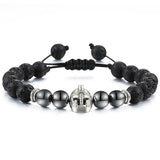 Bracelet Homme Pierre de Lave Spartiate en Perle
