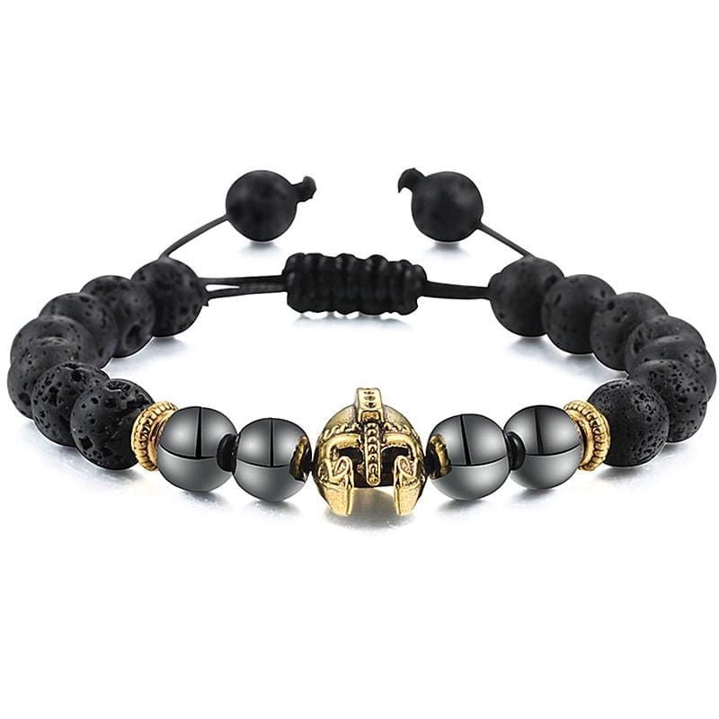 Bracelet Homme Pierre de Lave Spartiate en Perle - Mon Bracelet Homme