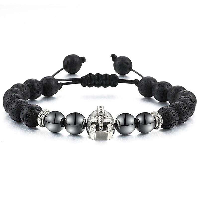 Bracelet Homme Pierre de Lave Spartiate en Perle - Mon Bracelet Homme
