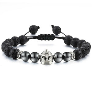 Bracelet Homme Pierre de Lave Spartiate en Perle - Mon Bracelet Homme