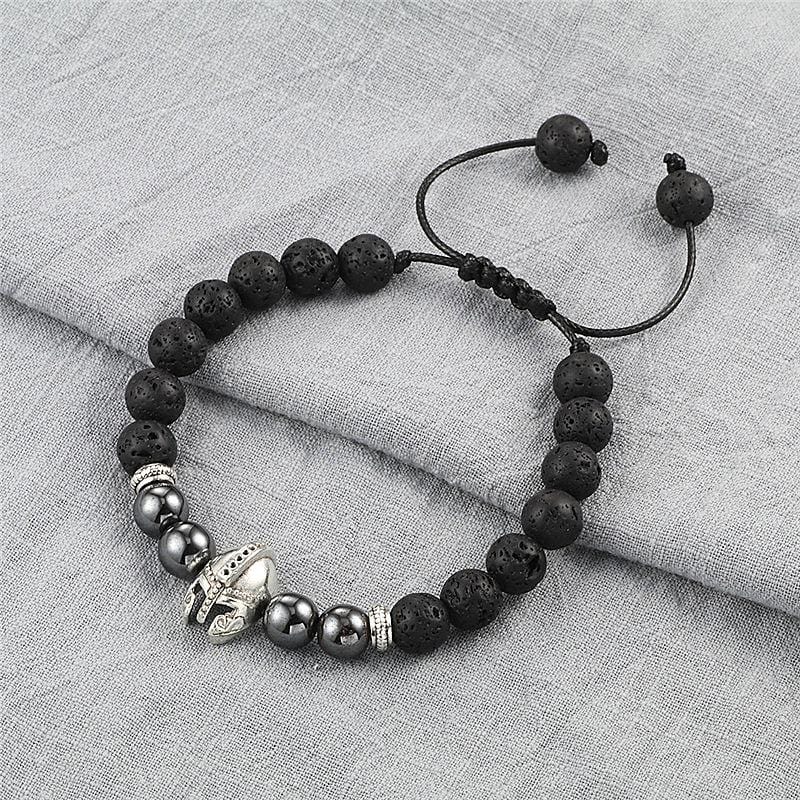 Bracelet Homme Pierre de Lave Spartiate en Perle - Mon Bracelet Homme