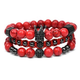 Bracelet Homme Rouge Luxe en Perle