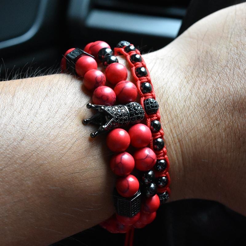 Bracelet Homme Rouge Luxe en Perle - Mon Bracelet Homme
