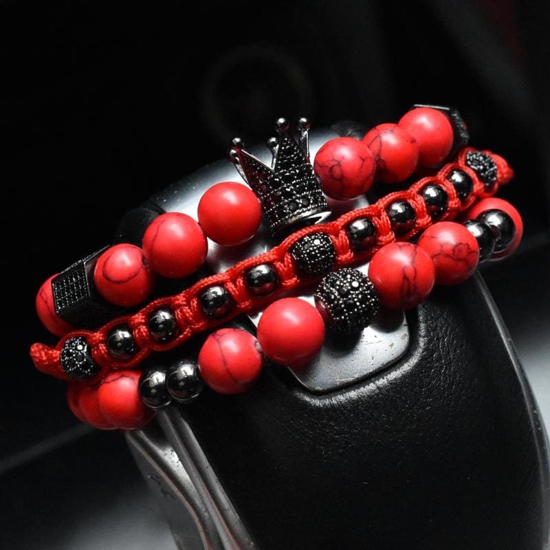 Bracelet Homme Rouge Luxe en Perle - Mon Bracelet Homme