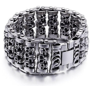 Bracelet Homme Tête De Mort Acier - Mon Bracelet Homme